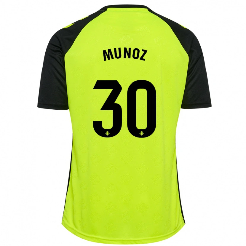 Danxen Niño Camiseta Blanca Muñoz #30 Amarillo Fluorescente Negro 2ª Equipación 2024/25 La Camisa