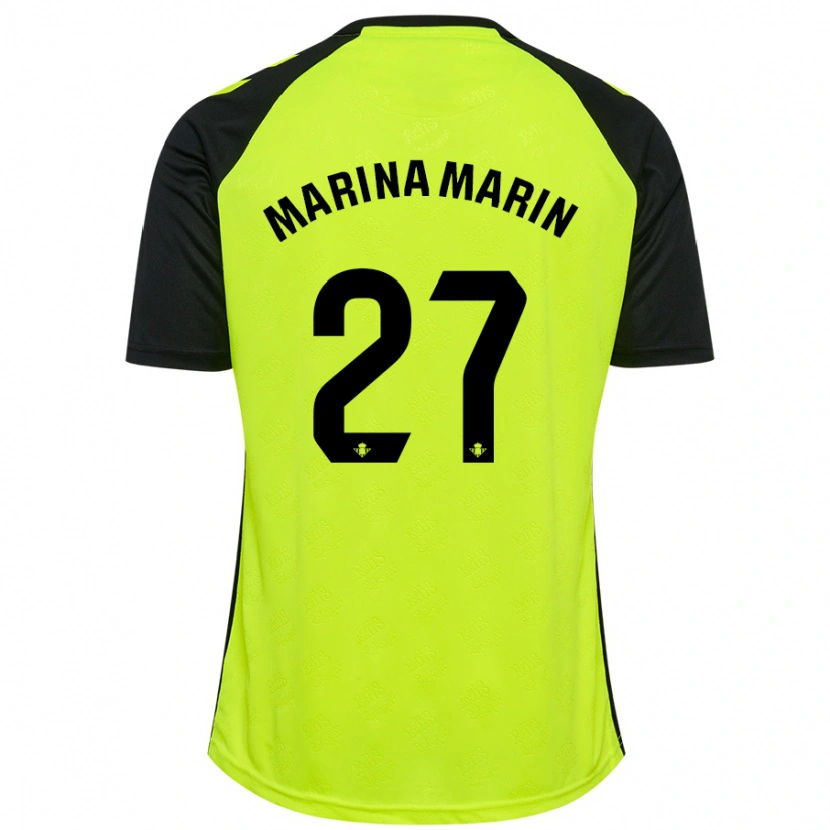 Danxen Niño Camiseta Marina Marín #27 Amarillo Fluorescente Negro 2ª Equipación 2024/25 La Camisa