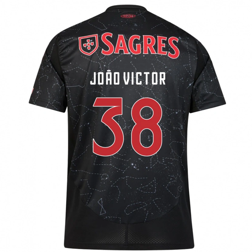 Danxen Niño Camiseta João Victor #38 Negro Rojo 2ª Equipación 2024/25 La Camisa