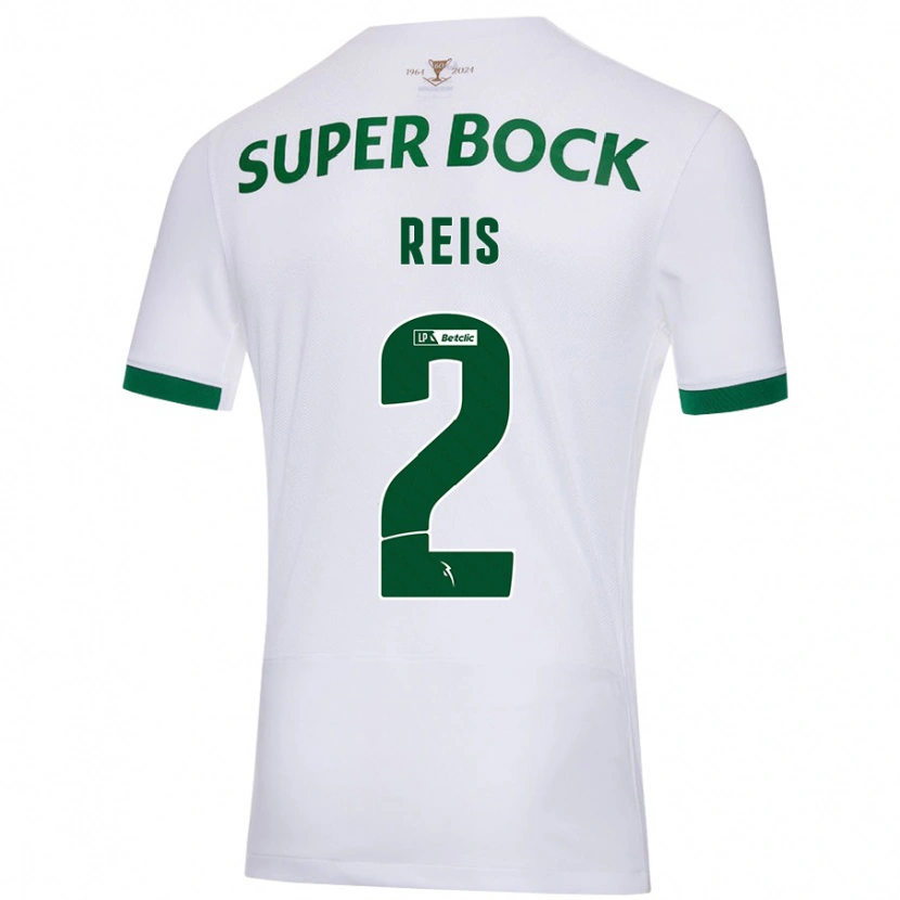 Danxen Niño Camiseta Matheus Reis #2 Blanco Verde 2ª Equipación 2024/25 La Camisa