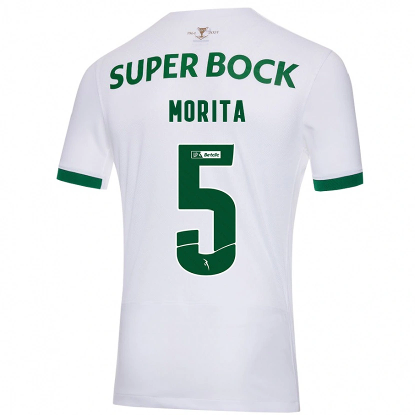 Danxen Niño Camiseta Hidemasa Morita #5 Blanco Verde 2ª Equipación 2024/25 La Camisa