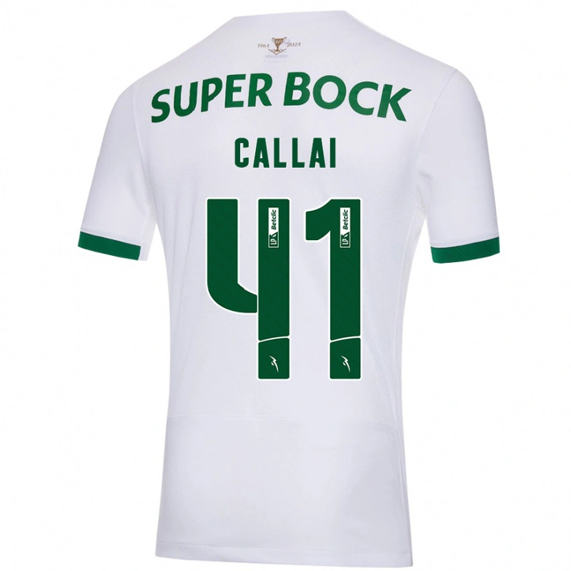 Danxen Niño Camiseta Diego Callai #41 Blanco Verde 2ª Equipación 2024/25 La Camisa