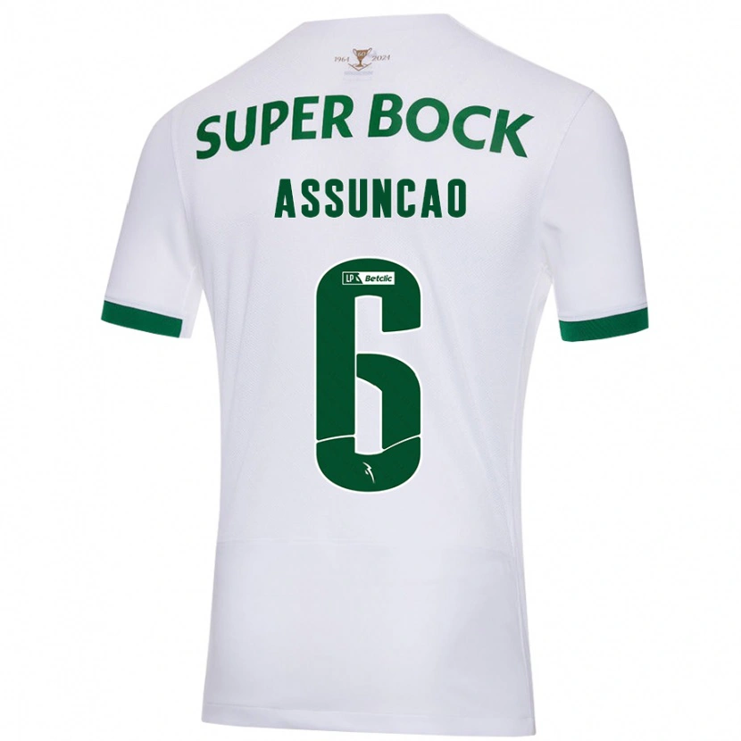 Danxen Niño Camiseta João Assunção #6 Blanco Verde 2ª Equipación 2024/25 La Camisa