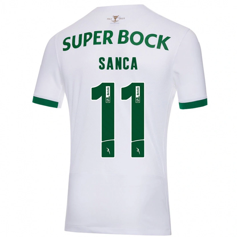 Danxen Niño Camiseta Pedro Sanca #11 Blanco Verde 2ª Equipación 2024/25 La Camisa