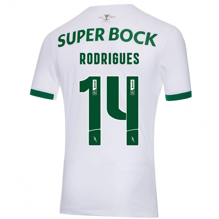 Danxen Niño Camiseta Paulo Rodrigues #14 Blanco Verde 2ª Equipación 2024/25 La Camisa