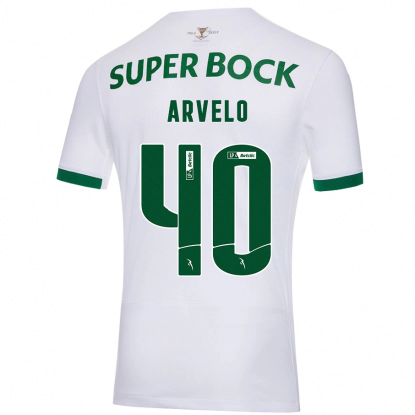 Danxen Niño Camiseta Adam Arvelo #40 Blanco Verde 2ª Equipación 2024/25 La Camisa