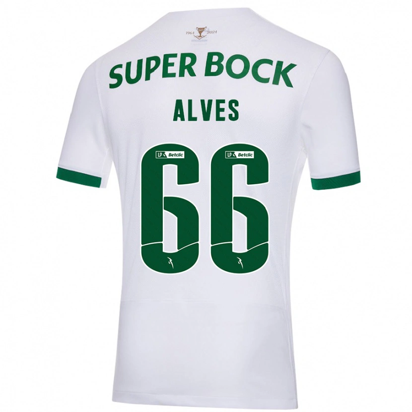 Danxen Niño Camiseta Miguel Alves #66 Blanco Verde 2ª Equipación 2024/25 La Camisa