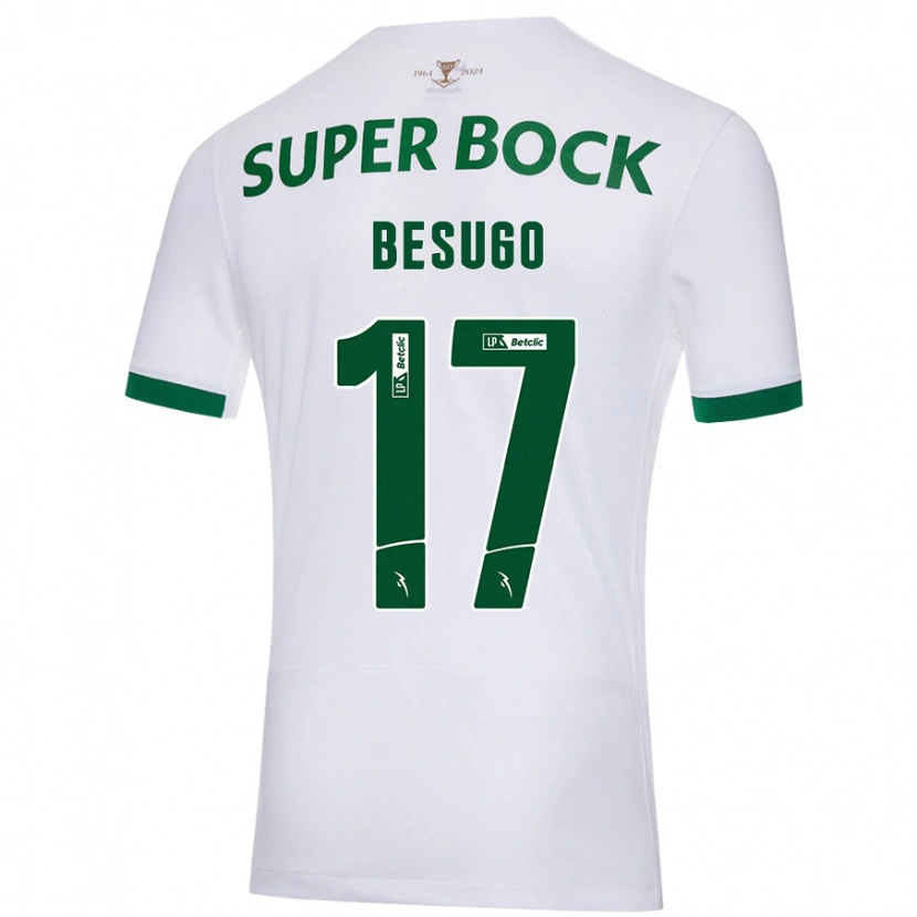 Danxen Niño Camiseta Neuza Besugo #17 Blanco Verde 2ª Equipación 2024/25 La Camisa