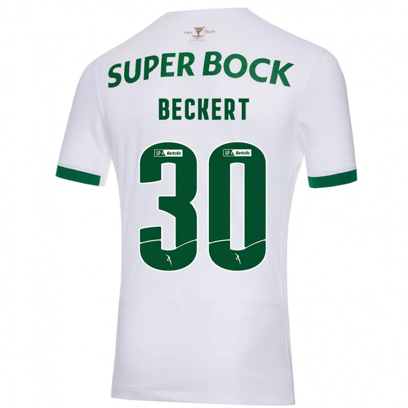 Danxen Niño Camiseta Carolina Beckert #30 Blanco Verde 2ª Equipación 2024/25 La Camisa