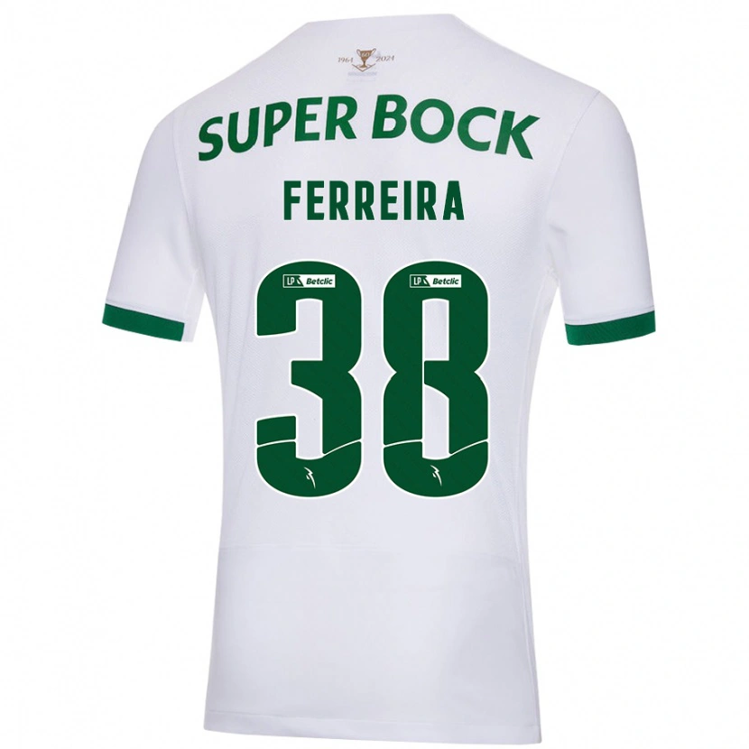 Danxen Niño Camiseta Marta Ferreira #38 Blanco Verde 2ª Equipación 2024/25 La Camisa