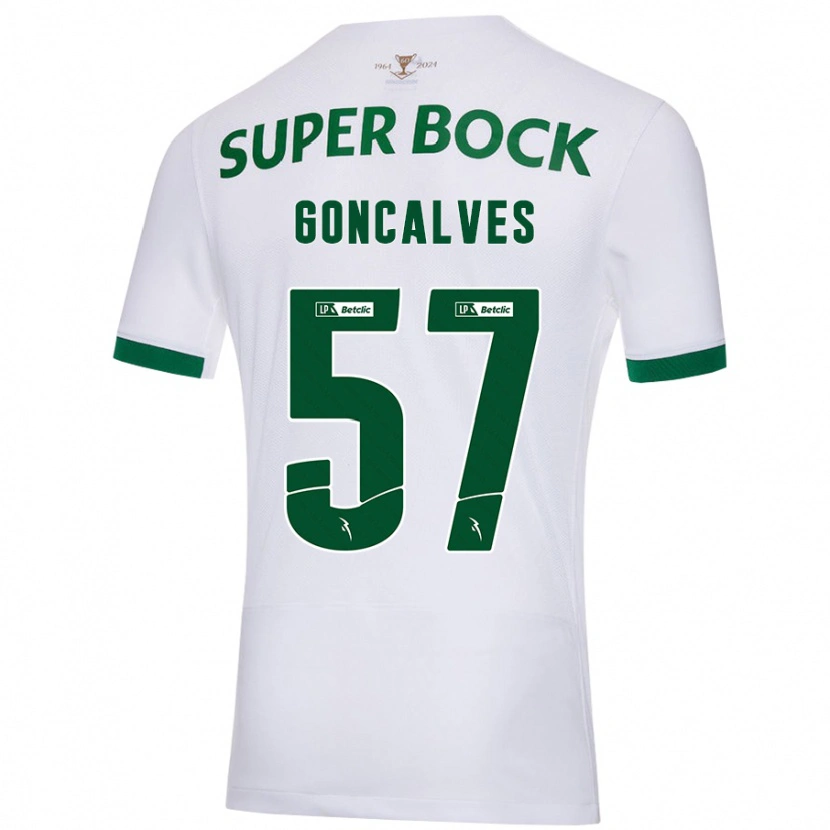 Danxen Niño Camiseta Inês Gonçalves #57 Blanco Verde 2ª Equipación 2024/25 La Camisa