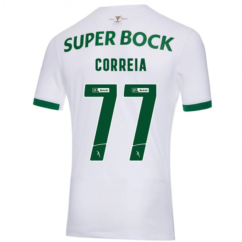 Danxen Niño Camiseta Alícia Correia #77 Blanco Verde 2ª Equipación 2024/25 La Camisa