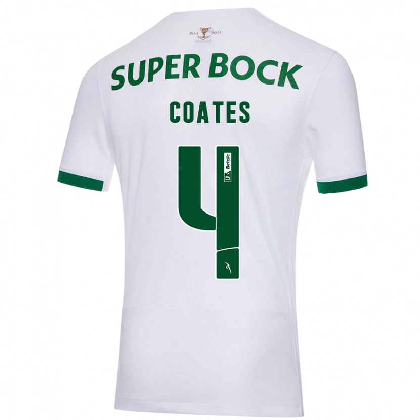 Danxen Niño Camiseta Sebastián Coates #4 Blanco Verde 2ª Equipación 2024/25 La Camisa