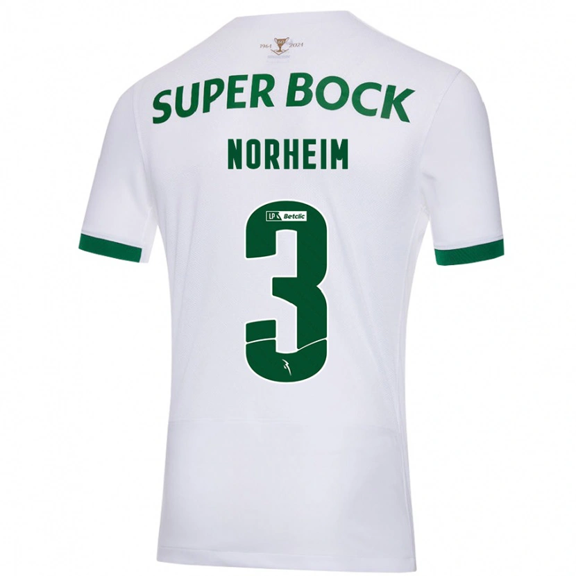 Danxen Niño Camiseta Andrea Norheim #3 Blanco Verde 2ª Equipación 2024/25 La Camisa