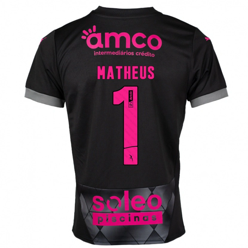 Danxen Niño Camiseta Matheus #1 Negro Rosa 2ª Equipación 2024/25 La Camisa