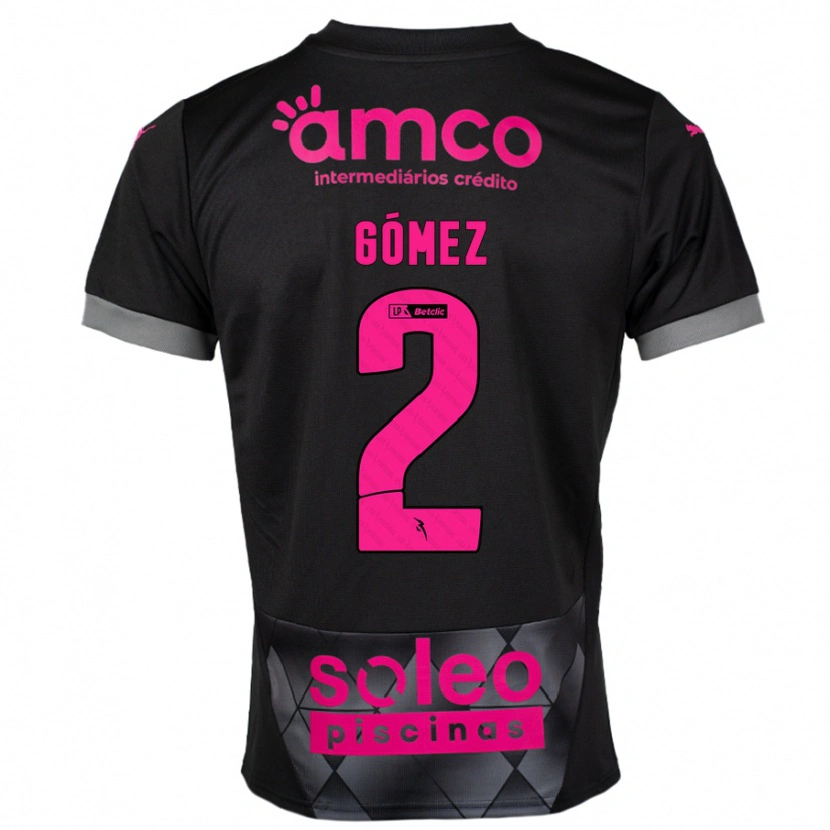 Danxen Niño Camiseta Víctor Gómez #2 Negro Rosa 2ª Equipación 2024/25 La Camisa