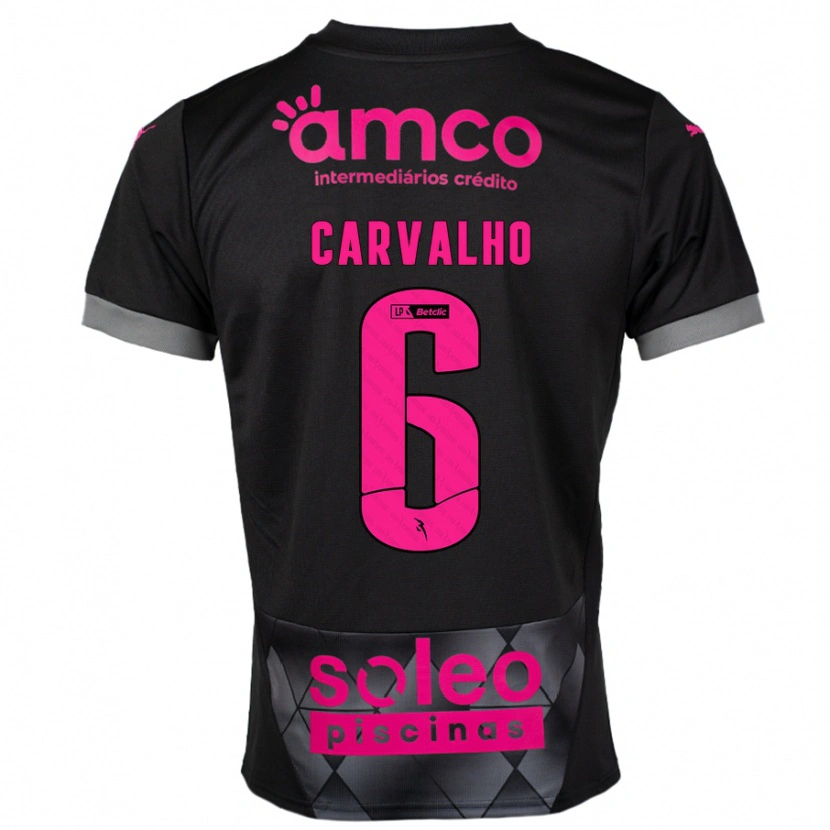 Danxen Niño Camiseta Vitor Carvalho #6 Negro Rosa 2ª Equipación 2024/25 La Camisa