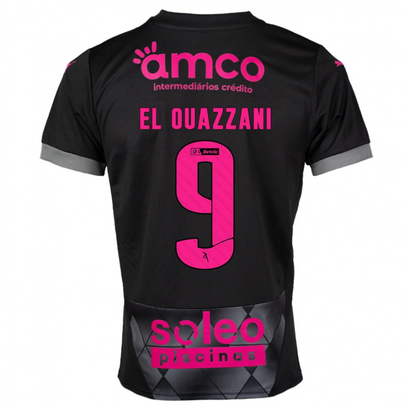 Danxen Niño Camiseta Amine El Ouazzani #9 Negro Rosa 2ª Equipación 2024/25 La Camisa