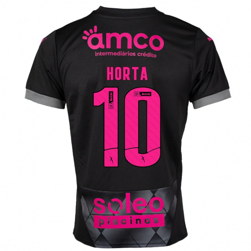 Danxen Niño Camiseta André Horta #10 Negro Rosa 2ª Equipación 2024/25 La Camisa