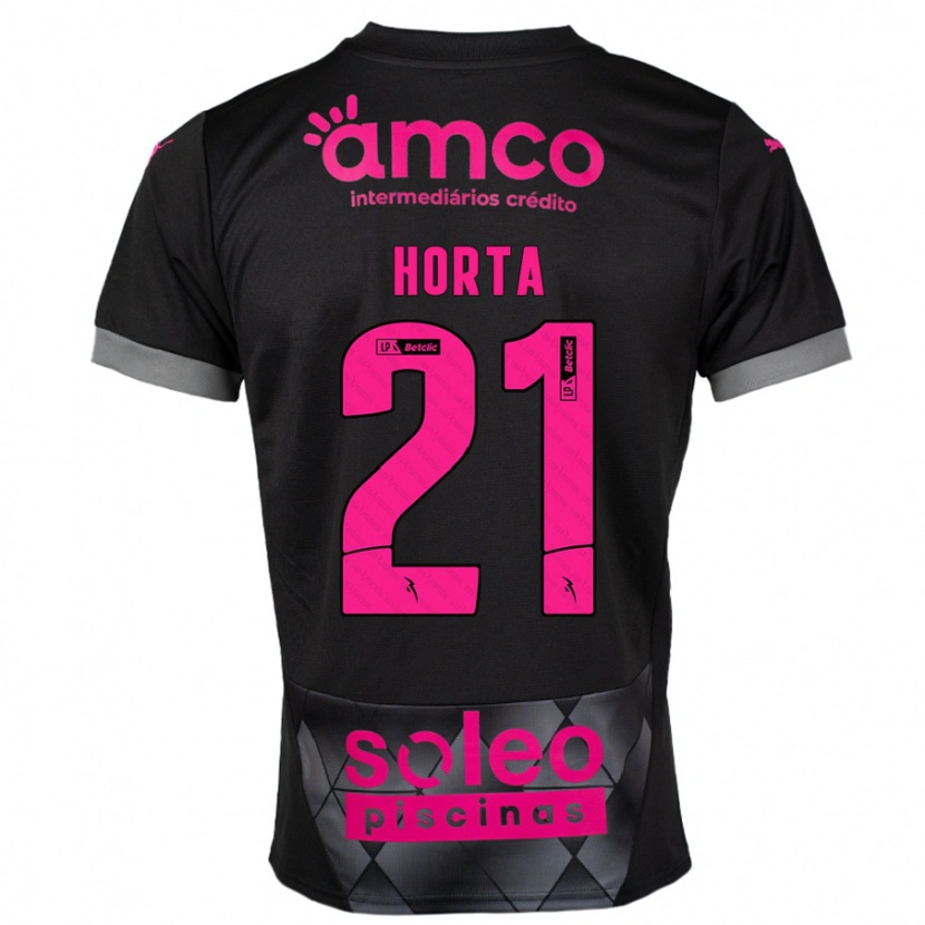 Danxen Niño Camiseta Ricardo Horta #21 Negro Rosa 2ª Equipación 2024/25 La Camisa