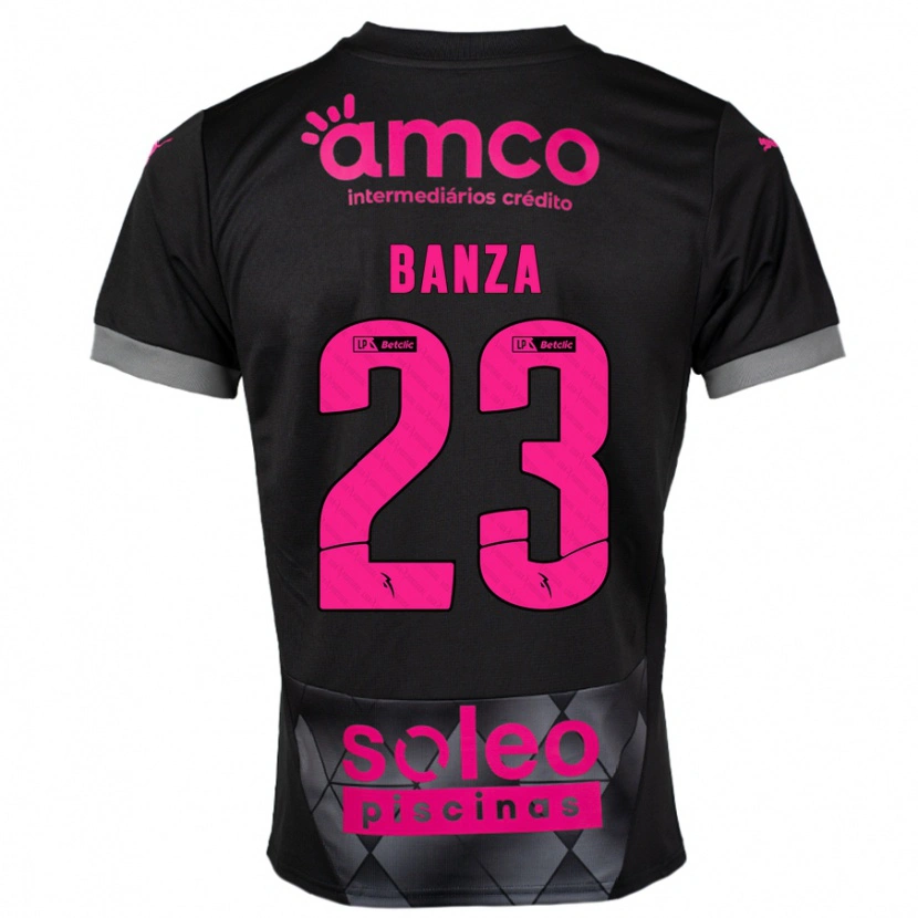 Danxen Niño Camiseta Simon Banza #23 Negro Rosa 2ª Equipación 2024/25 La Camisa