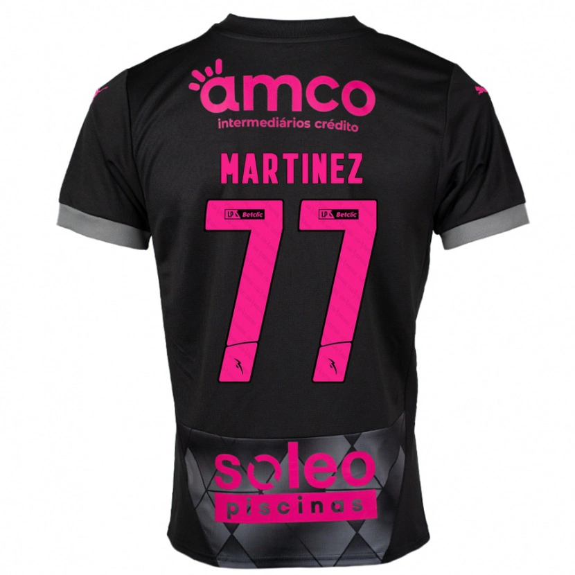 Danxen Niño Camiseta Gabri Martínez #77 Negro Rosa 2ª Equipación 2024/25 La Camisa