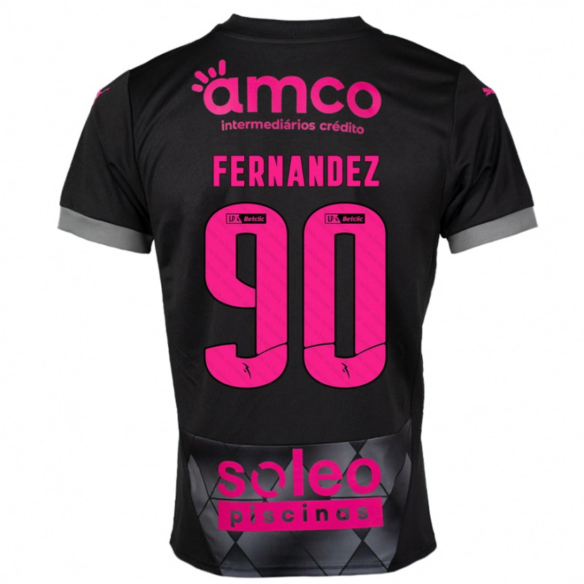 Danxen Niño Camiseta Roberto Fernández #90 Negro Rosa 2ª Equipación 2024/25 La Camisa