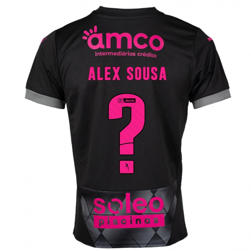 Danxen Niño Camiseta Alex Sousa #0 Negro Rosa 2ª Equipación 2024/25 La Camisa