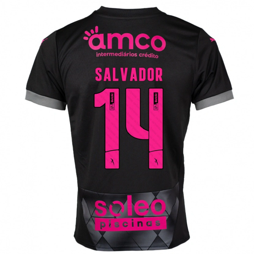 Danxen Niño Camiseta João Salvador #14 Negro Rosa 2ª Equipación 2024/25 La Camisa