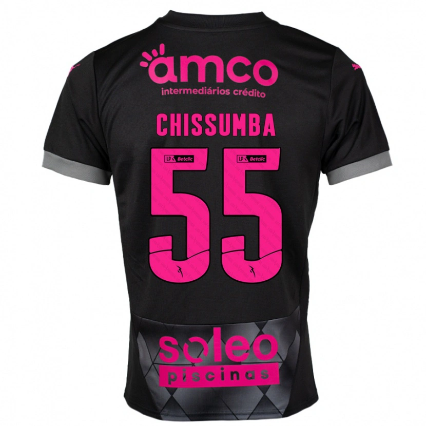 Danxen Niño Camiseta Chissumba #55 Negro Rosa 2ª Equipación 2024/25 La Camisa