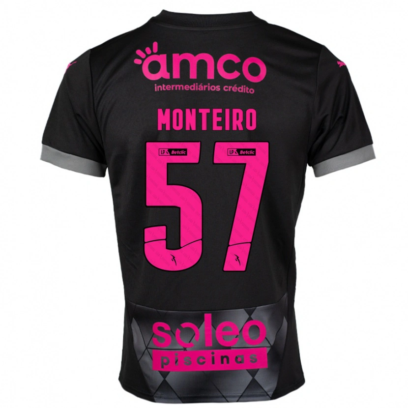 Danxen Niño Camiseta Jordan Monteiro #57 Negro Rosa 2ª Equipación 2024/25 La Camisa