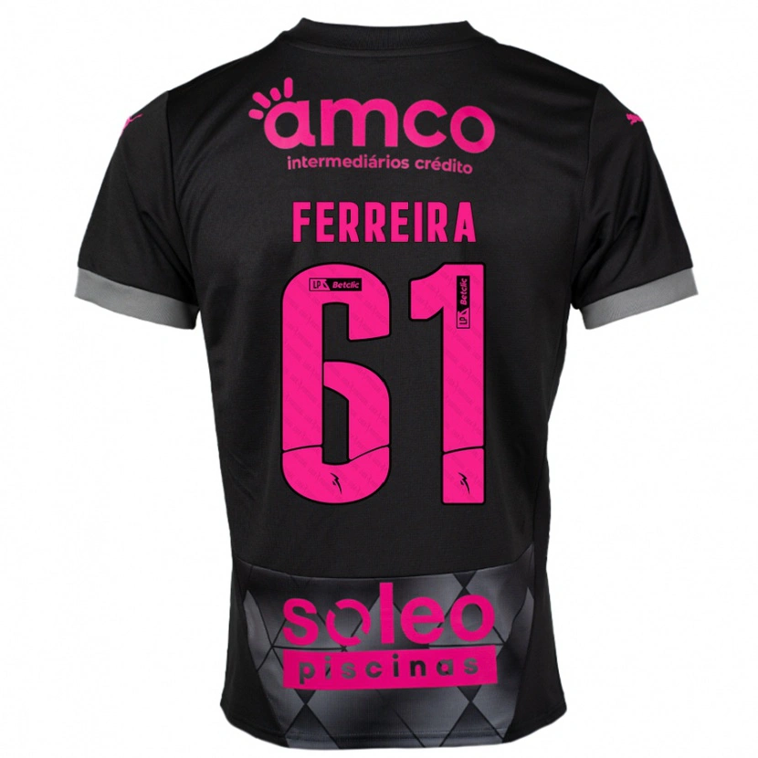 Danxen Niño Camiseta Tiago Ferreira #61 Negro Rosa 2ª Equipación 2024/25 La Camisa