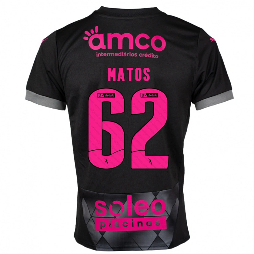 Danxen Niño Camiseta Nuno Matos #62 Negro Rosa 2ª Equipación 2024/25 La Camisa