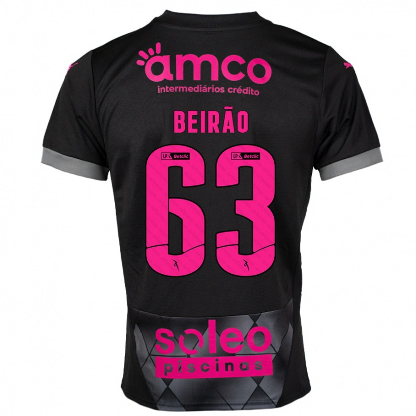 Danxen Niño Camiseta Rodrigo Beirão #63 Negro Rosa 2ª Equipación 2024/25 La Camisa