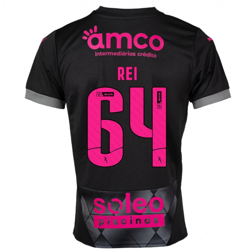 Danxen Niño Camiseta Ricardo Rei #64 Negro Rosa 2ª Equipación 2024/25 La Camisa