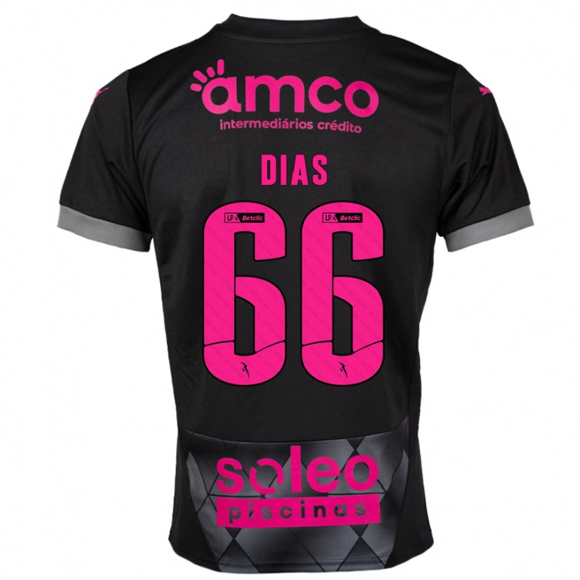 Danxen Niño Camiseta Gonçalo Dias #66 Negro Rosa 2ª Equipación 2024/25 La Camisa