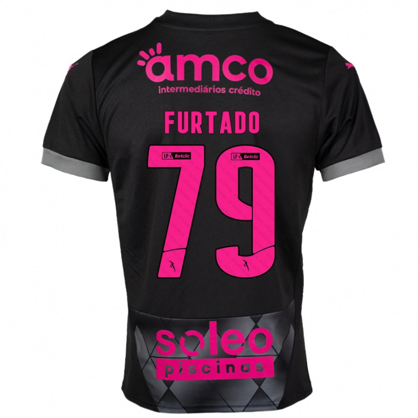 Danxen Niño Camiseta Rúben Furtado #79 Negro Rosa 2ª Equipación 2024/25 La Camisa