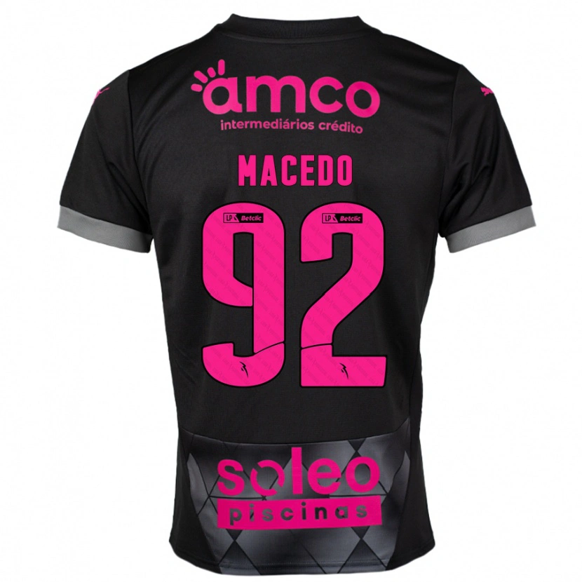 Danxen Niño Camiseta Rodrigo Macedo #92 Negro Rosa 2ª Equipación 2024/25 La Camisa