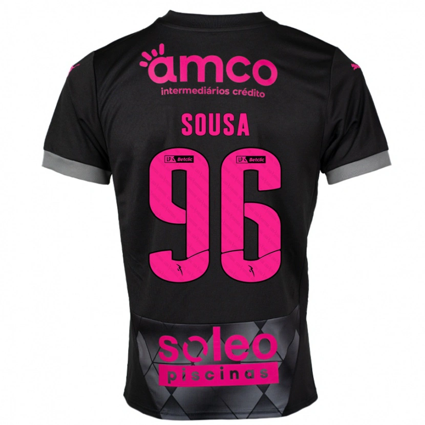 Danxen Niño Camiseta Afonso Sousa #96 Negro Rosa 2ª Equipación 2024/25 La Camisa