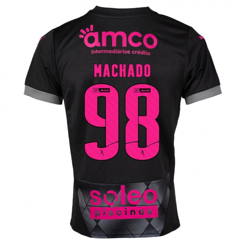 Danxen Niño Camiseta Gonçalo Machado #98 Negro Rosa 2ª Equipación 2024/25 La Camisa