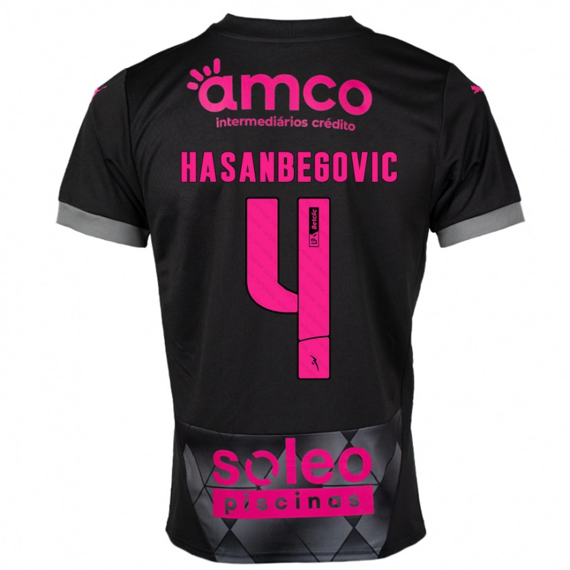 Danxen Niño Camiseta Melisa Hasanbegović #4 Negro Rosa 2ª Equipación 2024/25 La Camisa