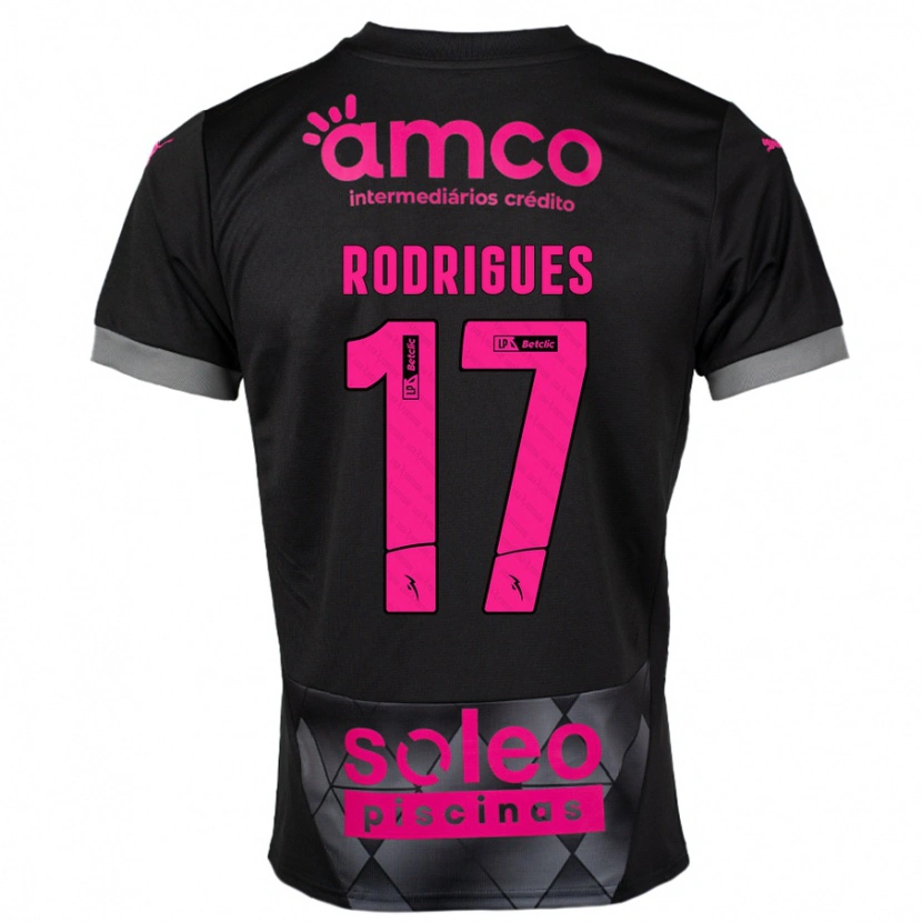 Danxen Niño Camiseta Tânia Rodrigues #17 Negro Rosa 2ª Equipación 2024/25 La Camisa