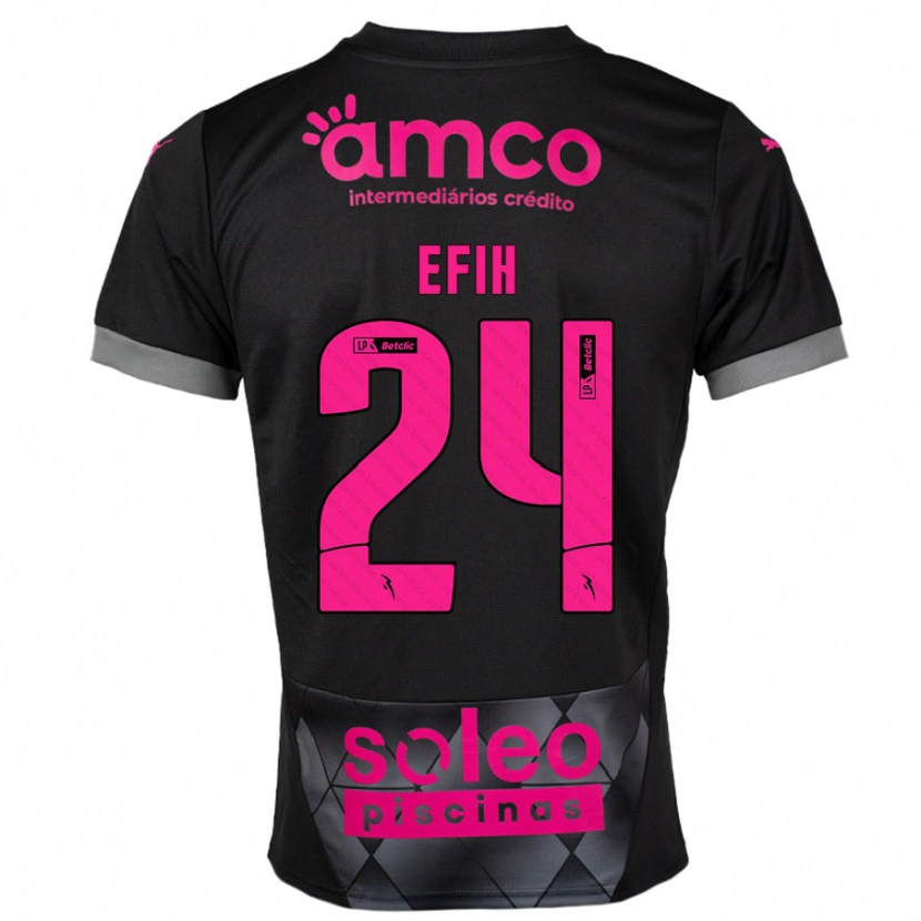 Danxen Niño Camiseta Peace Efih #24 Negro Rosa 2ª Equipación 2024/25 La Camisa