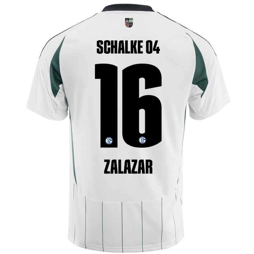 Danxen Niño Camiseta Mauro Zalazar #16 Blanco Verde 2ª Equipación 2024/25 La Camisa