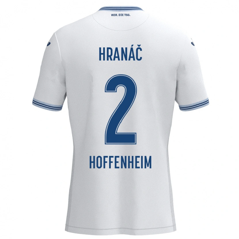 Danxen Niño Camiseta Robin Hranac #2 Blanco Azul 2ª Equipación 2024/25 La Camisa