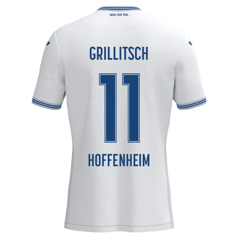 Danxen Niño Camiseta Florian Grillitsch #11 Blanco Azul 2ª Equipación 2024/25 La Camisa