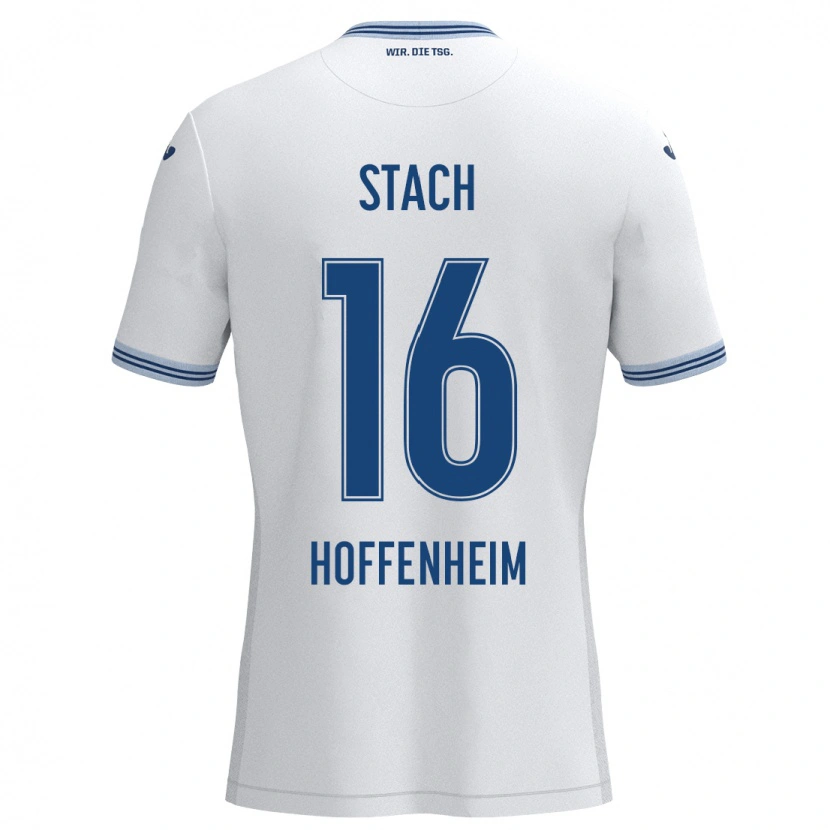 Danxen Niño Camiseta Anton Stach #16 Blanco Azul 2ª Equipación 2024/25 La Camisa