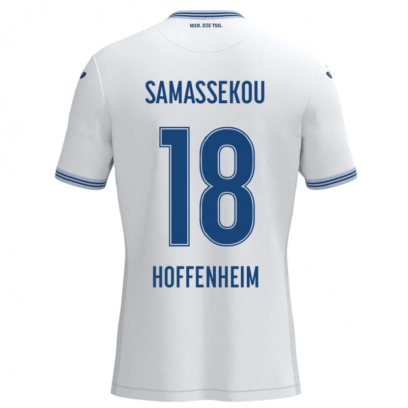 Danxen Niño Camiseta Diadié Samassékou #18 Blanco Azul 2ª Equipación 2024/25 La Camisa