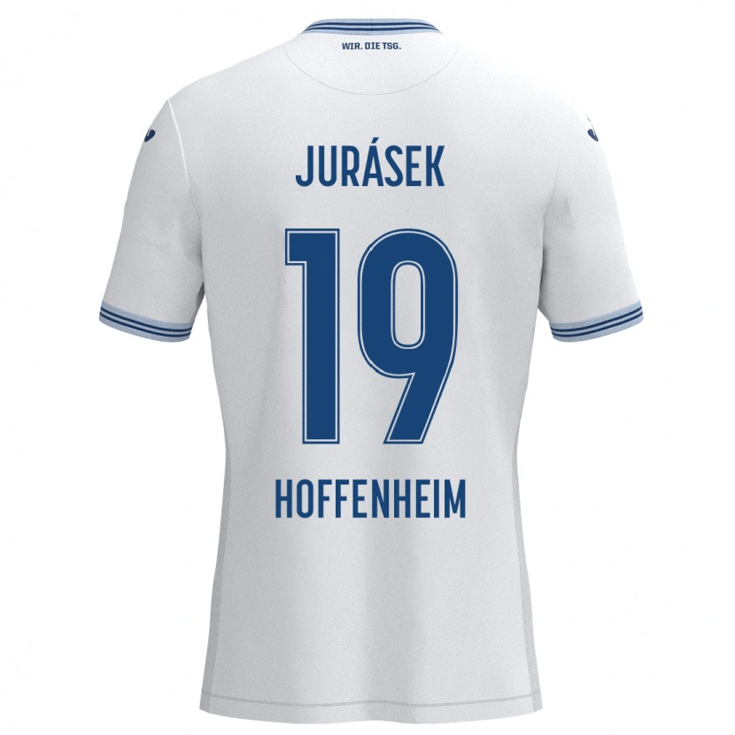 Danxen Niño Camiseta David Jurásek #19 Blanco Azul 2ª Equipación 2024/25 La Camisa