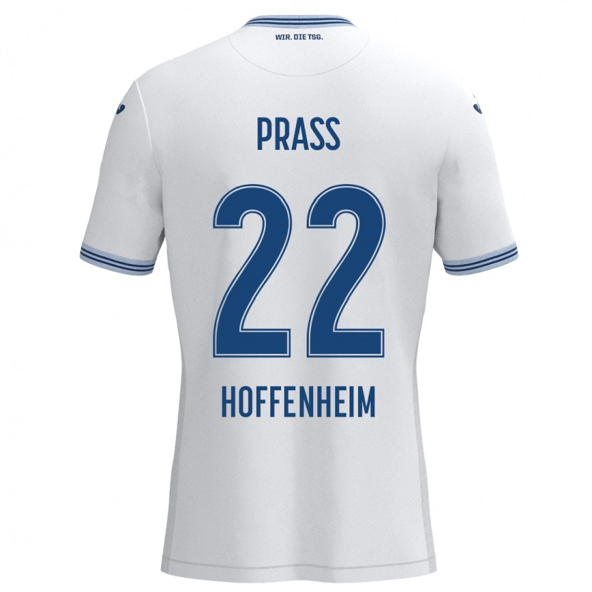 Danxen Niño Camiseta Alexander Prass #22 Blanco Azul 2ª Equipación 2024/25 La Camisa